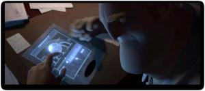 Mr Incredible with Mirage's tablet message
