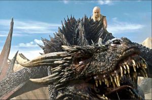 Daenerys Targaryen, mounted on dragon