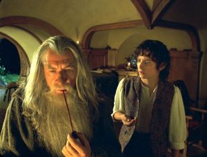Frodo and Gandalf at Bag End