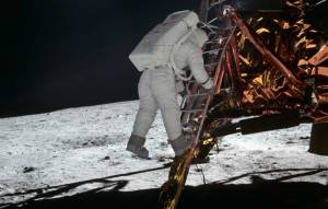 Aldrin descends from Apollo 11